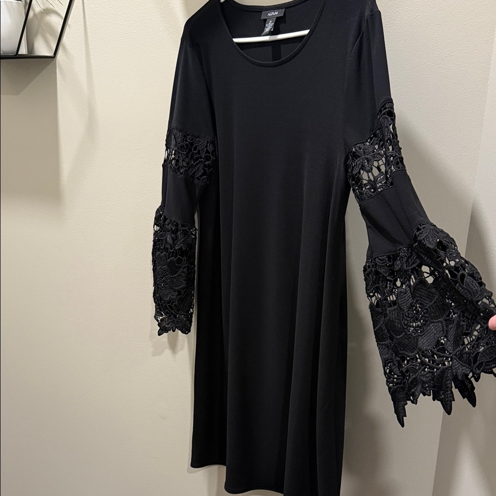 Alfani Black Dress with Lace Accents